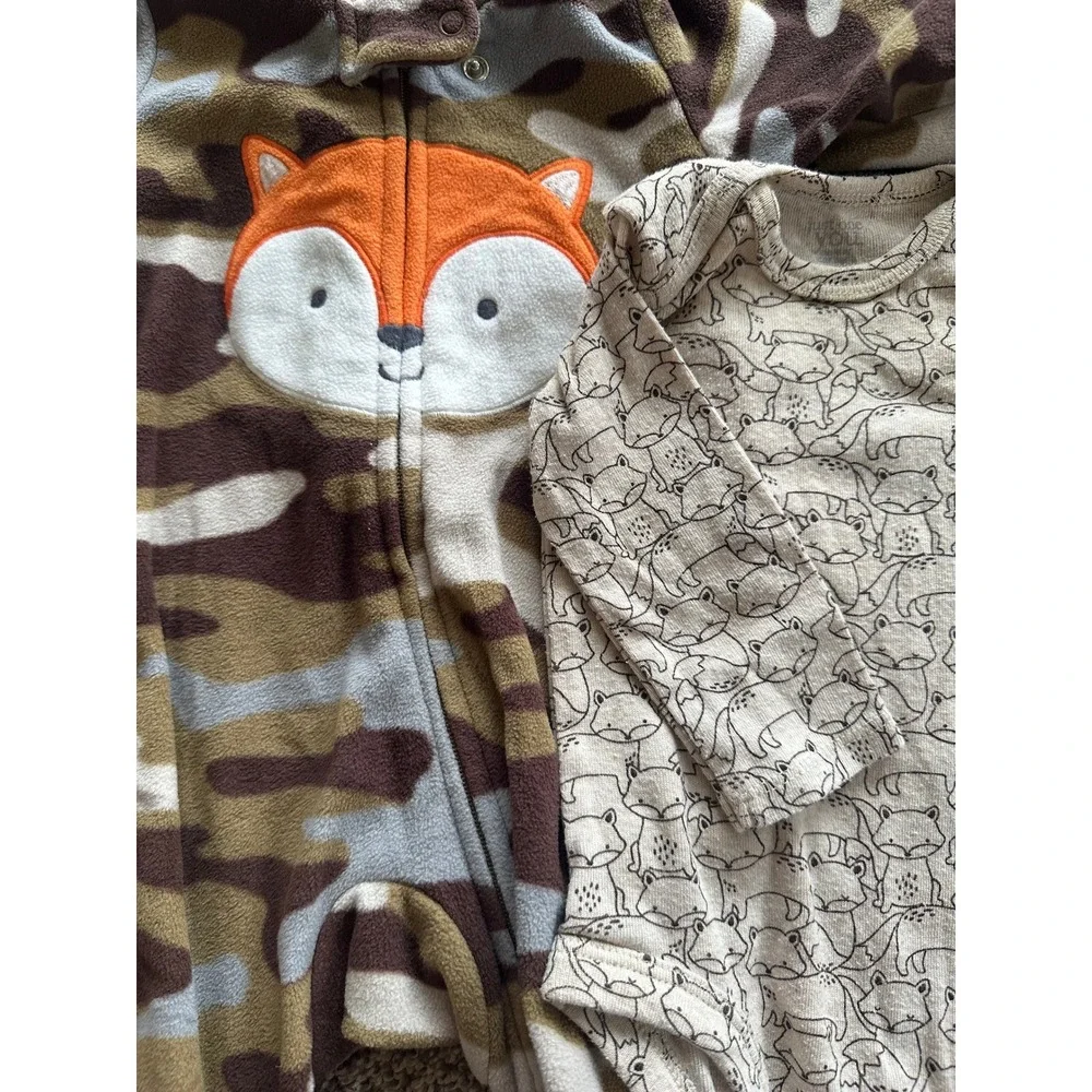 Carter's Child of Mine Baby Fox Camo Fleece Sleeper and Bodysuit SET0-3 Months